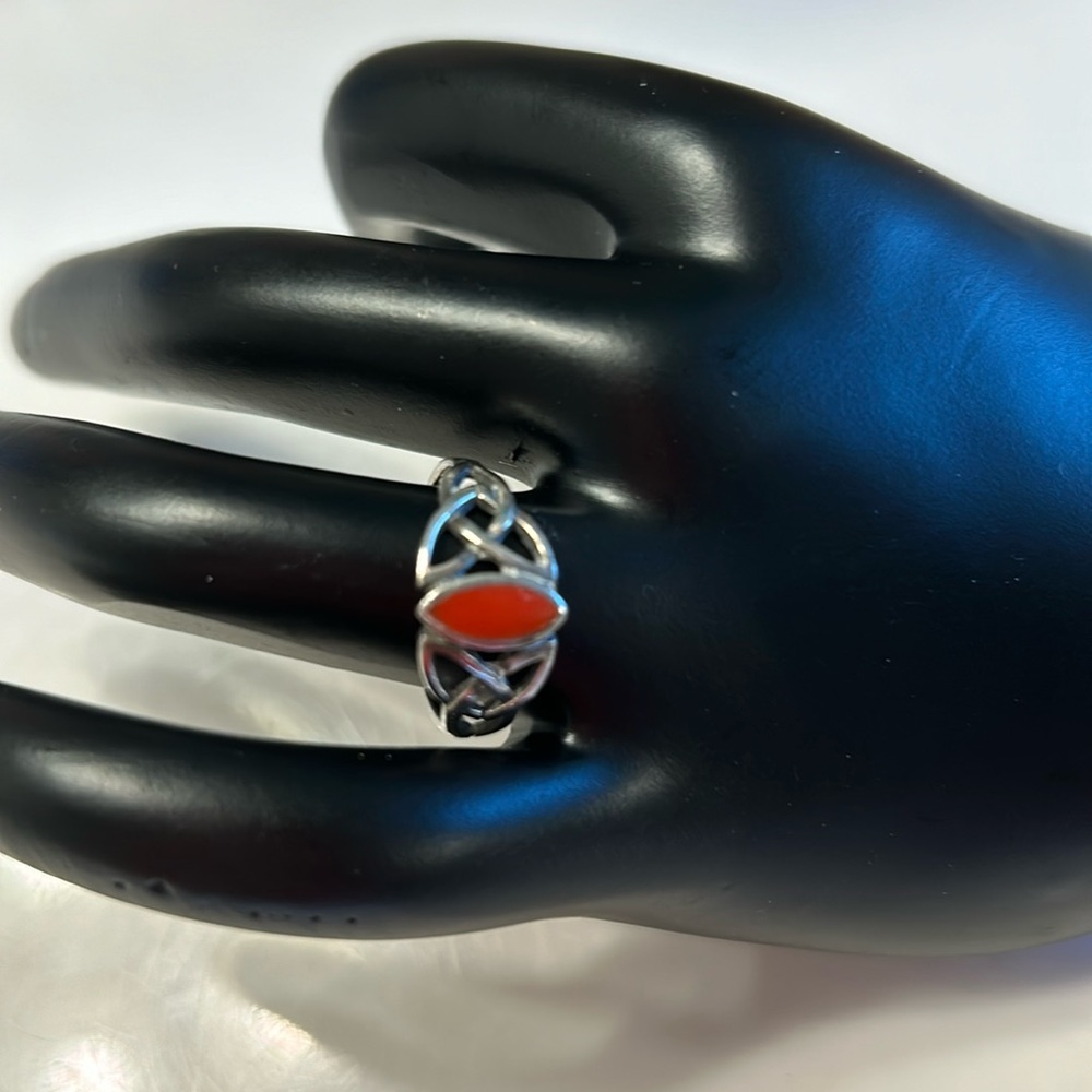 Celtic Silver and Red SandStone size 7.75